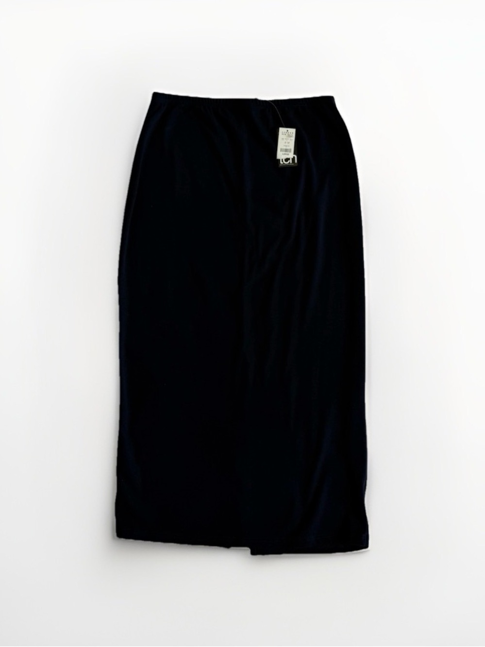 NWT Vintage Lerner New York Black Maxi Pencil Skirt L Large Back Slit Office Y2K
